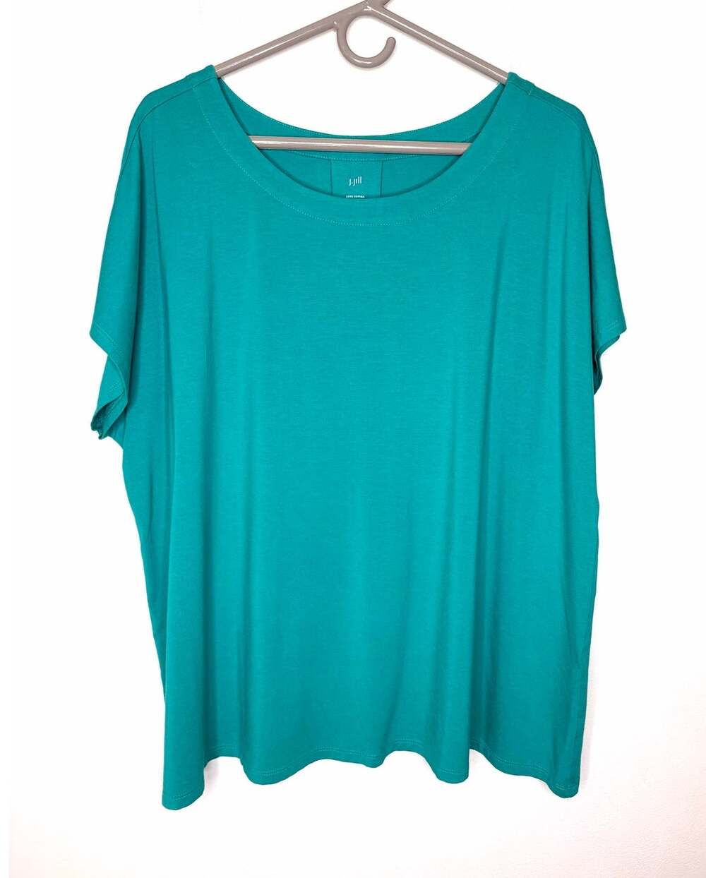 J.Jill Luxe Supima Scoop-Neck Tee 2X Fresh Teal Cap Sleeves Casual Coastal NWT